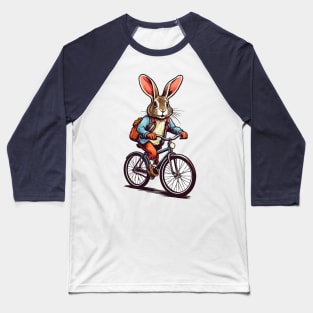 Rabbit on Bicycle Baseball T-Shirt